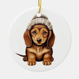 Adorno De Cerámica Arte de perros Dachshund personalizado
