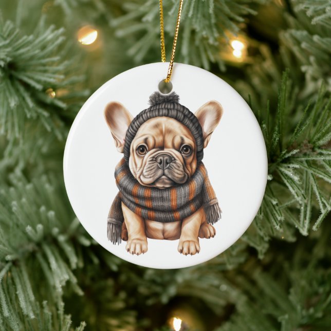 Adorno De Cerámica Arte de perros de Bulldog francés personalizado (Árbol)