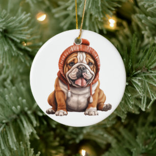 Adorno De Cerámica Arte de perros de Bulldog personalizado