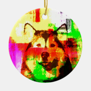 Adorno De Cerámica Arte de perros Husky Siberiano