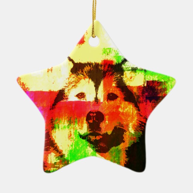 Adorno De Cerámica Arte de perros Husky Siberiano (Frente)