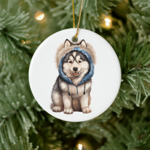 Adorno De Cerámica Arte de perros Husky Siberiano Personalizado