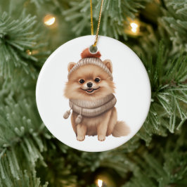 Adorno De Cerámica Arte de perros pomeranianos personalizado