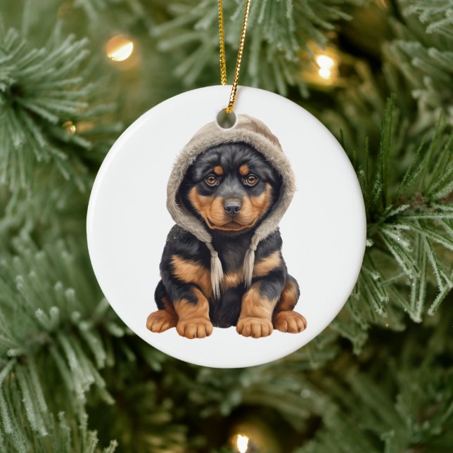Adorno De Cerámica Arte de perros rotuiler personalizado (Árbol)