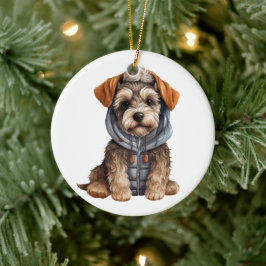 Adorno De Cerámica Arte de perros Schnauzer en miniatura personalizad