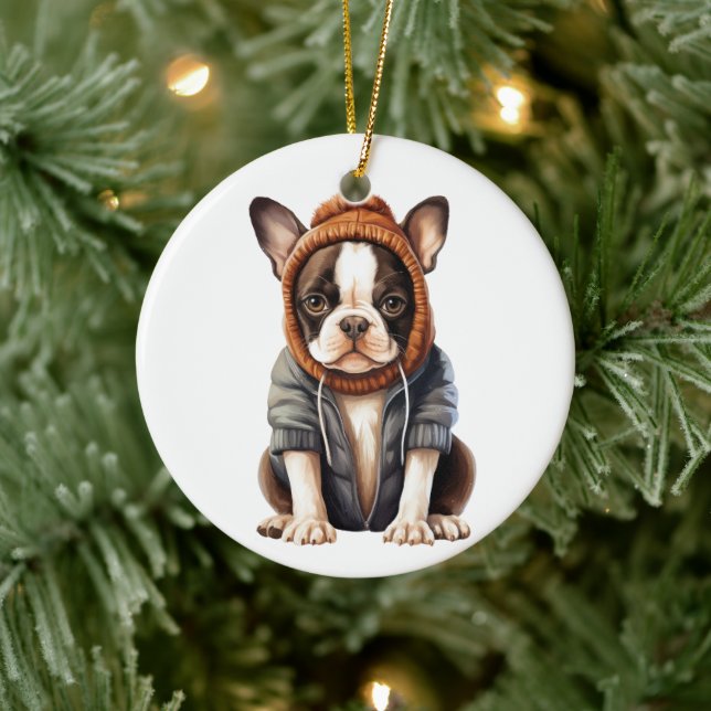 Adorno De Cerámica Arte de perros terrier en Boston (Árbol)