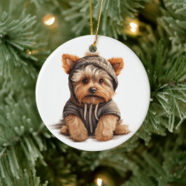 Adorno De Cerámica Arte de perros terrier en Yorkshire personalizado