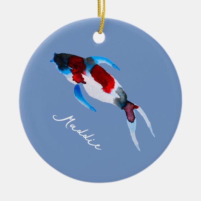 Adorno De Cerámica Arte de pescado acuático de Koi (Frente)