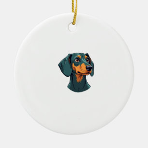 Adorno De Cerámica Arte de retrato de Dachshund vintage ilustración r