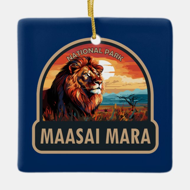 Adorno De Cerámica Arte de viaje de la Reserva Nacional Maasai Mara (Anverso)