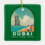 Adorno De Cerámica Arte de viajes retro de Emiratos Árabes Unidos<br><div class="desc">Diseño de arte vectorial de Dubái. Dubai es una ciudad y un emirate en los Emiratos Árabes Unidos conocido por sus tiendas de lujo,  su arquitectura ultramoderna y su animada vida nocturna.</div>