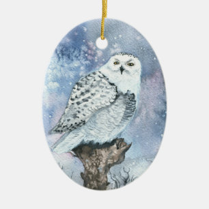 Adorno De Cerámica Arte de vida silvestre de búho de nieve