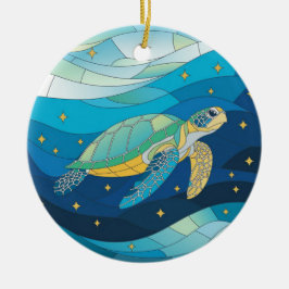 Adorno De Cerámica Arte de vidrio manchado, tortuga marina de vidrio 