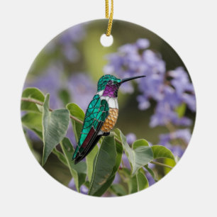 Adorno De Cerámica Arte de Vidrio Teñido, Colibrí de Vidrio Teñido