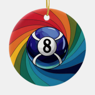 Adorno De Cerámica Arte de vidrio teñido, estilo de bola 8 de vidrio