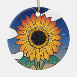 Adorno De Cerámica Arte de Vidrio Teñido, Girasol de Vidrio Teñido