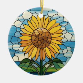 Adorno De Cerámica Arte de Vidrio Teñido, Girasol de Vidrio Teñido