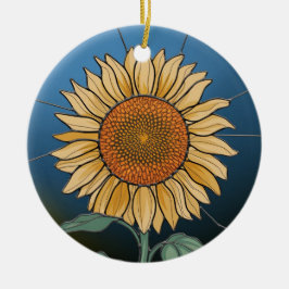 Adorno De Cerámica Arte de Vidrio Teñido, Girasol de Vidrio Teñido