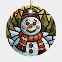 Arte de Vidrio Teñido, Muñeco de Nieve de Vidrio T