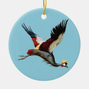 Adorno De Cerámica Arte de vuelo de grulla coronada sudafricana vinta