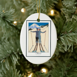 Adorno De Cerámica Arte Deco Antiguo, Amantes en la Nieve por George