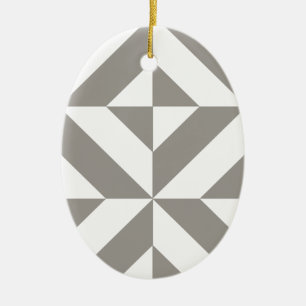 Adorno De Cerámica Arte Deco Geométrico Gris Plateado