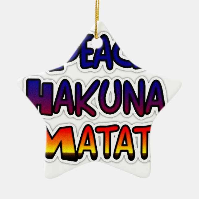 Adorno De Cerámica Arte degradado de Peace Hakuna Matata (Frente)