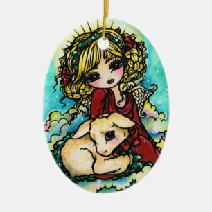 Adorno De Cerámica Arte del ángel del milagro del navidad de Hannah