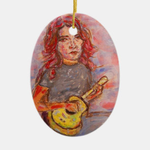 Adorno De Cerámica arte del chica del ukulele