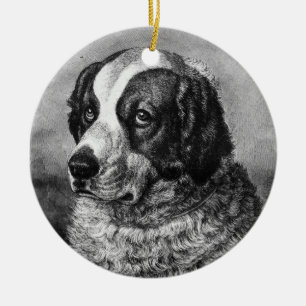 Adorno De Cerámica Arte del perro de St Bernard del vintage