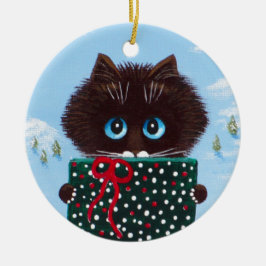 Adorno De Cerámica Arte divertido de gato Ragdoll de Navidad Creation