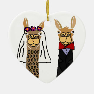 Adorno De Cerámica Arte divertido de la boda de novia y del novio de