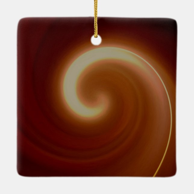 Adorno De Cerámica Arte espiral oscuro marrón claro (Reverso)