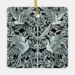 Adorno De Cerámica Arte Floral de Ave de Loros Art Nouveau Antiguo