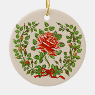 Adorno De Cerámica Arte Floral de Bienvenida Corona de Rosas Rojas Vi