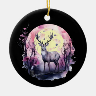 Adorno De Cerámica Arte Floral de Ciervos Impresión de Animales de la