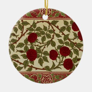 Adorno De Cerámica Arte Floral de Rosa Roja Rosamund Antiguo de Walte