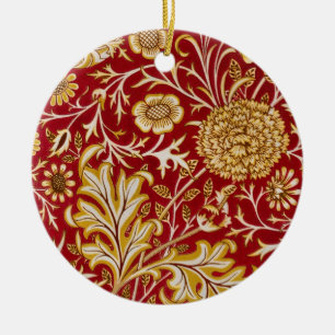 Adorno De Cerámica Arte Floral Rojo Vintage de William Morris Cherwel