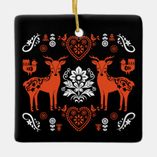 Adorno De Cerámica Arte folclórico noruego Rosemaling