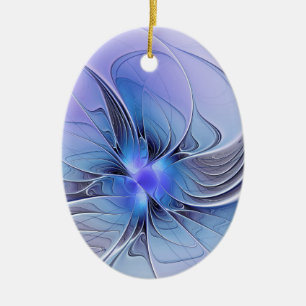 Adorno De Cerámica Arte fractal moderno abstracto lavanda azul