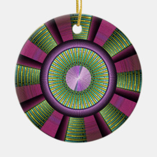 Adorno De Cerámica Arte Fractal Moderno, Redondo Y Colorido