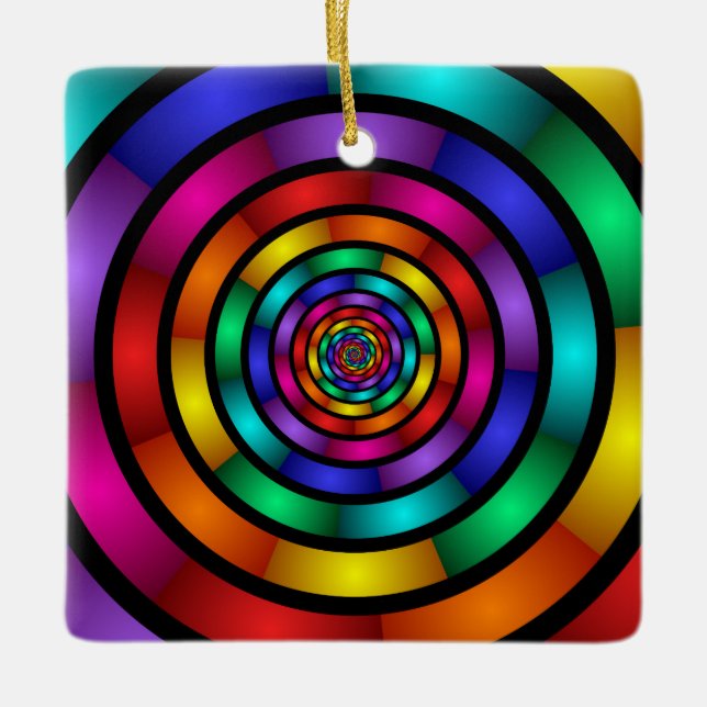 Adorno De Cerámica Arte fractal moderno y psicodélico (Anverso)