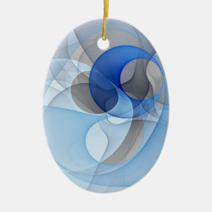 Adorno De Cerámica Arte gráfico fractal abstracto azul gris moderno