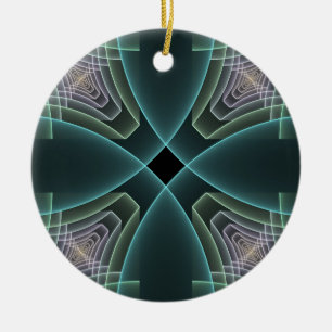 Adorno De Cerámica Arte gráfico geométrico fractal teal moderno