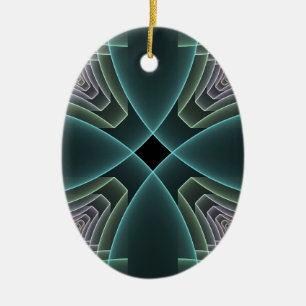 Adorno De Cerámica Arte gráfico geométrico fractal teal moderno