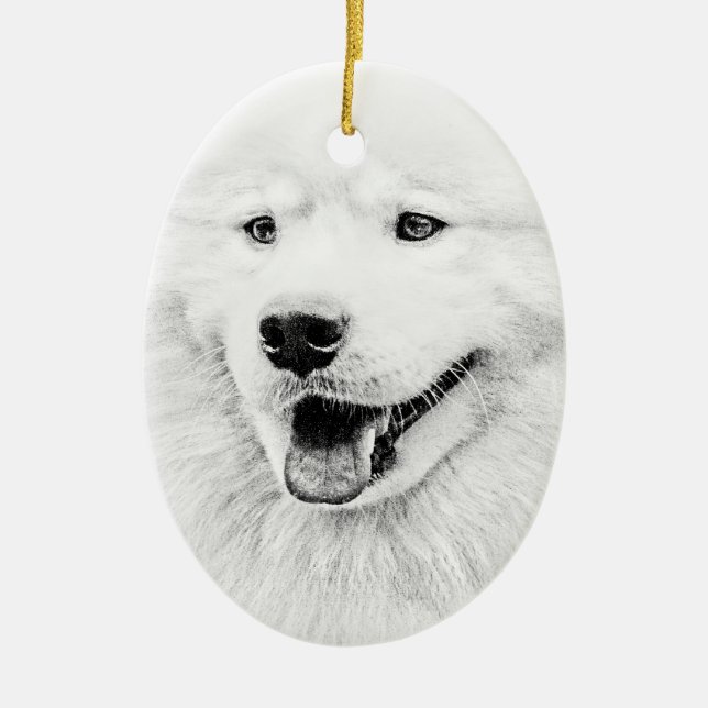 Adorno De Cerámica Arte hermoso del perro del samoyedo (Frente)