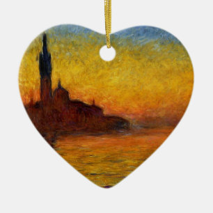 Adorno De Cerámica Arte Impresionista Colorido Puesta de Sol de Monet