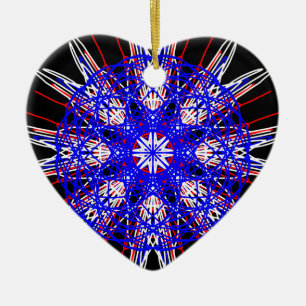 Adorno De Cerámica arte kaleidoscope mandala azul rojo negro