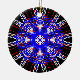 Adorno De Cerámica arte kaleidoscope mandala azul rojo negro