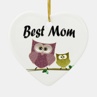 Adorno De Cerámica Arte lindo de los búhos de la mejor mamá